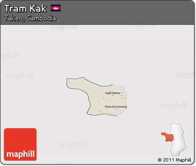 Shaded Relief 3D Map of Tram Kak, single color outside