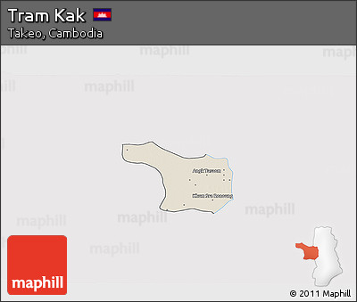 Shaded Relief 3D Map of Tram Kak, single color outside