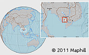 Gray Location Map of Tram Kak, highlighted parent region, hill shading