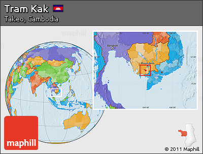 Political Location Map of Tram Kak
