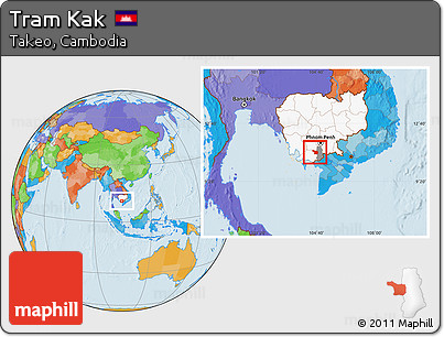 Political Location Map of Tram Kak, highlighted country, highlighted parent region