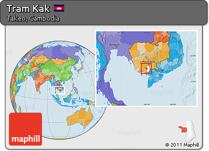 Political Location Map of Tram Kak, highlighted parent region
