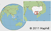 Savanna Style Location Map of Tram Kak, highlighted country, highlighted parent region, within the entire country