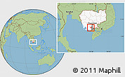 Savanna Style Location Map of Tram Kak, highlighted country, highlighted parent region