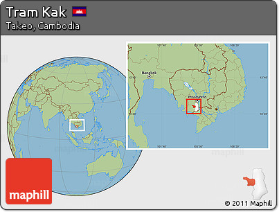 Savanna Style Location Map of Tram Kak, highlighted parent region, within the entire country