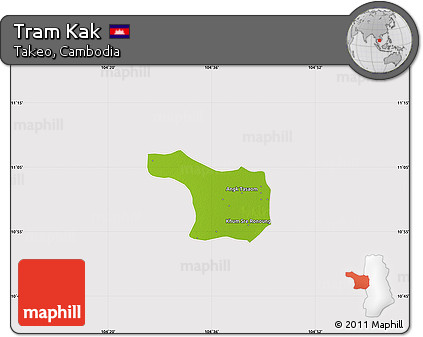 Physical Map of Tram Kak, cropped outside