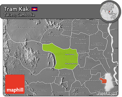 Physical Map of Tram Kak, desaturated
