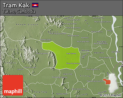 Physical Map of Tram Kak, semi-desaturated