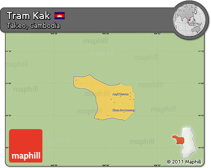 Savanna Style Map of Tram Kak, single color outside