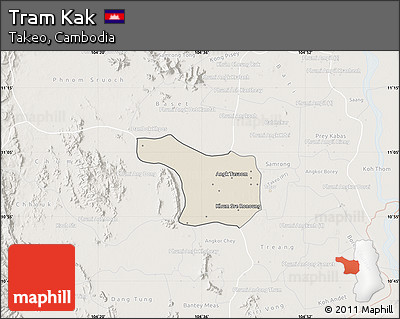 Shaded Relief Map of Tram Kak, lighten