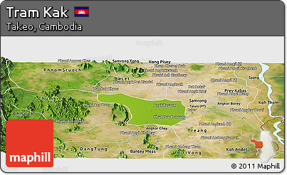 Physical Panoramic Map of Tram Kak, satellite outside