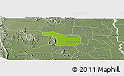 Physical Panoramic Map of Tram Kak, semi-desaturated