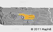 Political Panoramic Map of Tram Kak, desaturated
