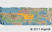 Political Panoramic Map of Tram Kak, semi-desaturated