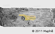 Satellite Panoramic Map of Tram Kak, desaturated