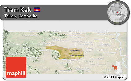 Satellite Panoramic Map of Tram Kak, lighten