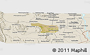 Satellite Panoramic Map of Tram Kak, shaded relief outside