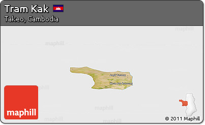 Satellite Panoramic Map of Tram Kak, single color outside