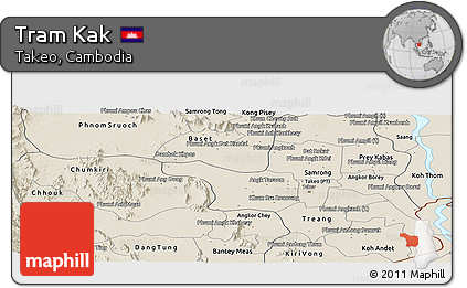 Shaded Relief Panoramic Map of Tram Kak