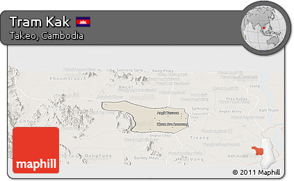 Shaded Relief Panoramic Map of Tram Kak, lighten