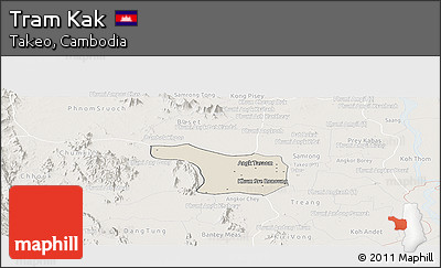 Shaded Relief Panoramic Map of Tram Kak, lighten