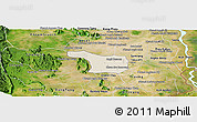 Shaded Relief Panoramic Map of Tram Kak, satellite outside