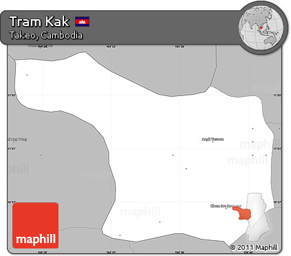 Gray Simple Map of Tram Kak