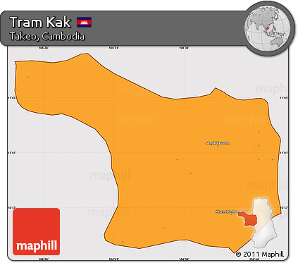 Political Simple Map of Tram Kak, cropped outside