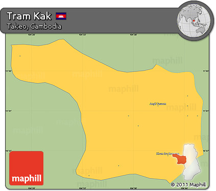 Savanna Style Simple Map of Tram Kak, single color outside