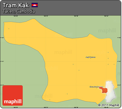 Savanna Style Simple Map of Tram Kak, single color outside