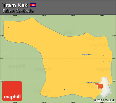 Savanna Style Simple Map of Tram Kak, single color outside