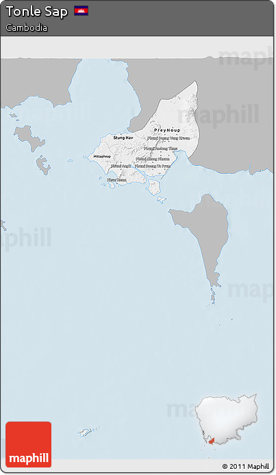 Gray 3D Map of Tonle Sap, single color outside