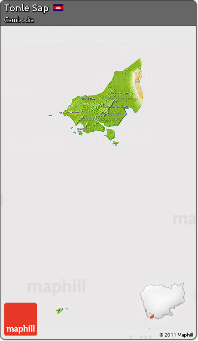 Physical 3D Map of Tonle Sap, cropped outside