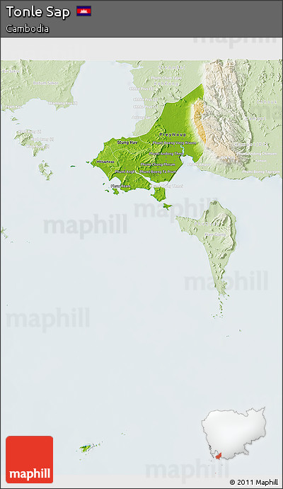 Physical 3D Map of Tonle Sap, lighten