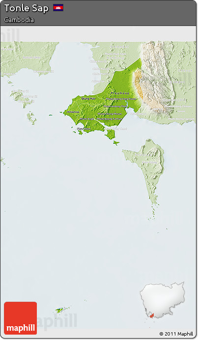 Physical 3D Map of Tonle Sap, lighten