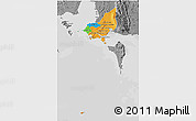 Political 3D Map of Tonle Sap, desaturated