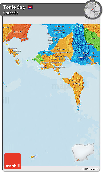 Political 3D Map of Tonle Sap
