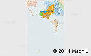 Political 3D Map of Tonle Sap, lighten