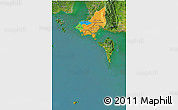Political 3D Map of Tonle Sap, satellite outside