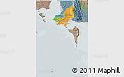 Political 3D Map of Tonle Sap, semi-desaturated