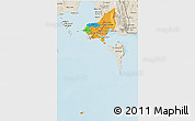 Political 3D Map of Tonle Sap, shaded relief outside