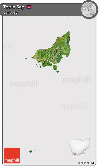 Satellite 3D Map of Tonle Sap, cropped outside