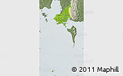 Physical Map of Tonle Sap, semi-desaturated