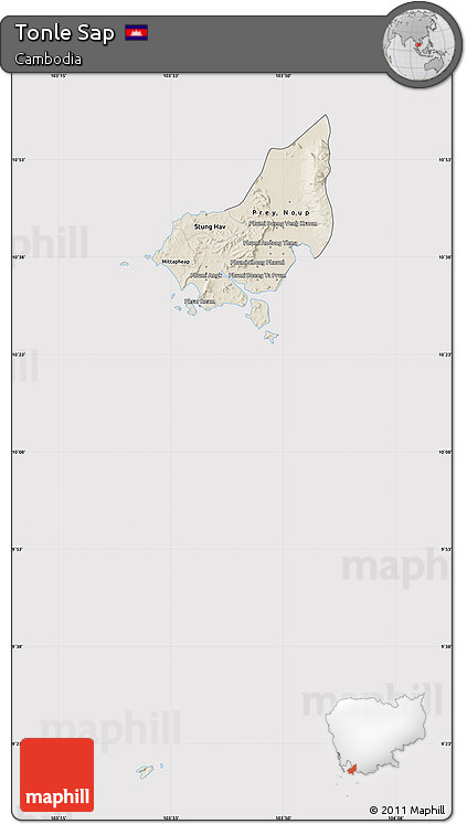Shaded Relief Map of Tonle Sap, cropped outside