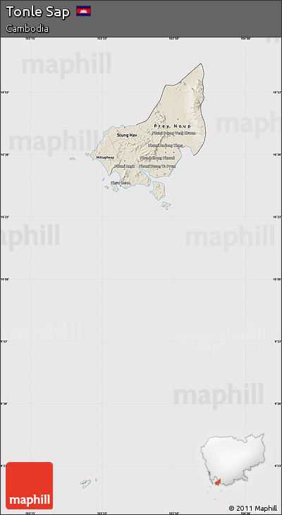 Shaded Relief Map of Tonle Sap, cropped outside