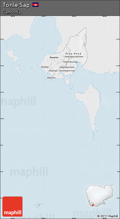 Silver Style Map of Tonle Sap, single color outside