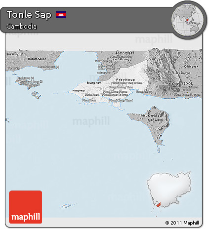 Gray Panoramic Map of Tonle Sap