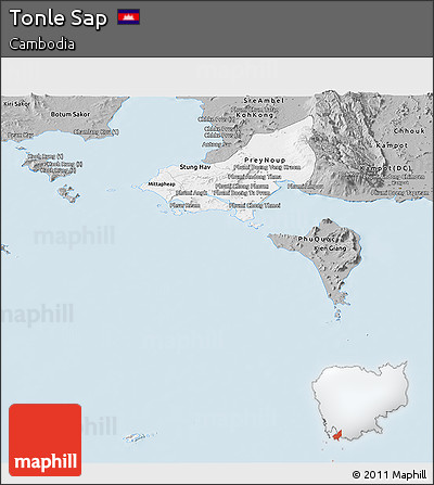 Gray Panoramic Map of Tonle Sap