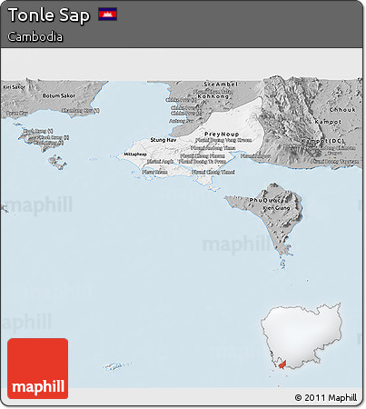 Gray Panoramic Map of Tonle Sap