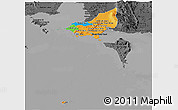 Political Panoramic Map of Tonle Sap, darken, desaturated
